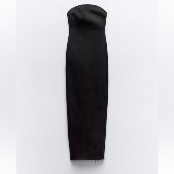 Zara NWT denim black midi strapless dress - Picture 4 of 6